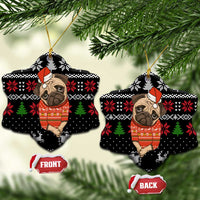 Lovely Pug Dog Christmas Ceramic Ornament Xmas Holiday Patterns - Wonder Print Shop