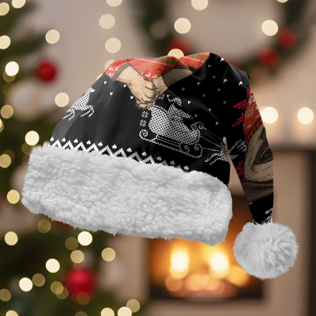 Lovely Pug Dog Christmas Santa Hat Xmas Holiday Patterns - Wonder Print Shop