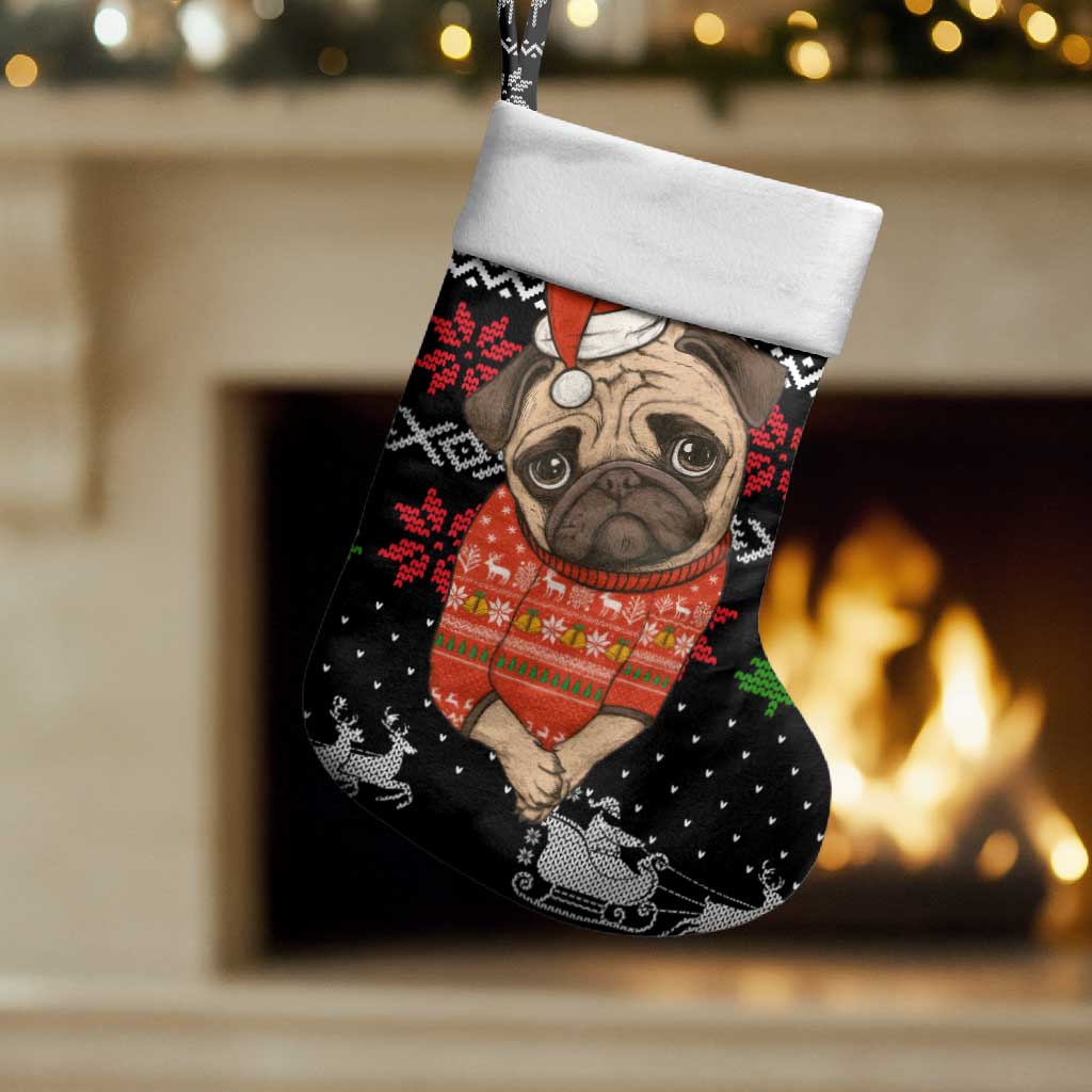 Lovely Pug Dog Christmas Stocking Xmas Holiday Patterns - Wonder Print Shop