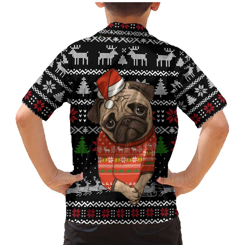 Lovely Pug Dog Christmas Family Matching Mermaid Dress and Hawaiian Shirt Xmas Holiday Patterns - Wonder Print Shop