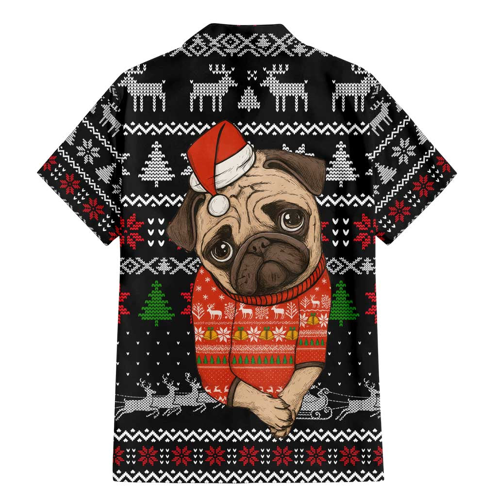 Lovely Pug Dog Christmas Family Matching Mermaid Dress and Hawaiian Shirt Xmas Holiday Patterns - Wonder Print Shop