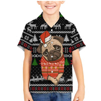Lovely Pug Dog Christmas Family Matching Mermaid Dress and Hawaiian Shirt Xmas Holiday Patterns - Wonder Print Shop