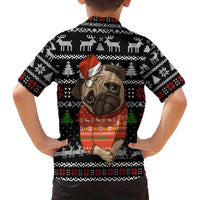 Lovely Pug Dog Christmas Family Matching Off The Shoulder Long Sleeve Dress and Hawaiian Shirt Xmas Holiday Patterns - Wonder Print Shop