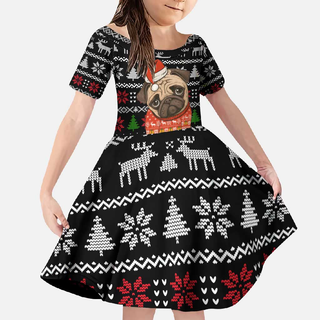 Lovely Pug Dog Christmas Family Matching Off Shoulder Maxi Dress and Hawaiian Shirt Xmas Holiday Patterns - Wonder Print Shop