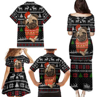 Lovely Pug Dog Christmas Family Matching Puletasi and Hawaiian Shirt Xmas Holiday Patterns - Wonder Print Shop