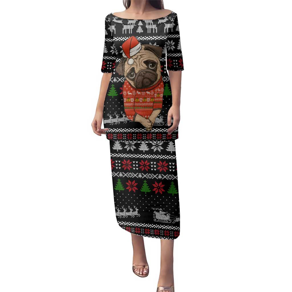 Lovely Pug Dog Christmas Family Matching Puletasi and Hawaiian Shirt Xmas Holiday Patterns - Wonder Print Shop