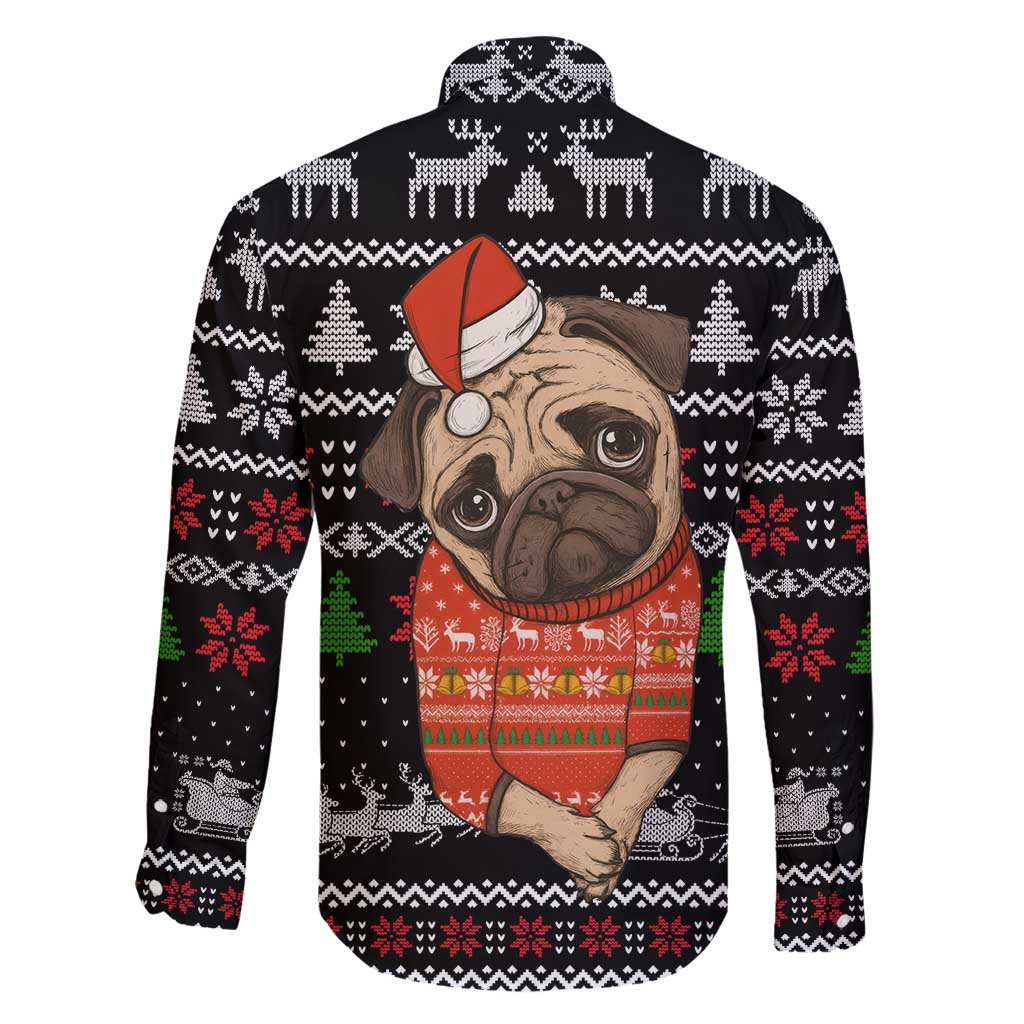 Lovely Pug Dog Christmas Family Matching Summer Maxi Dress and Hawaiian Shirt Xmas Holiday Patterns - Wonder Print Shop