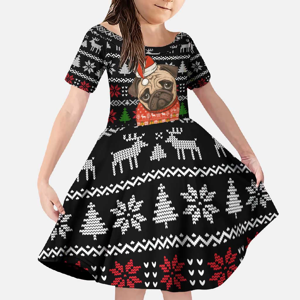 Lovely Pug Dog Christmas Family Matching Tank Maxi Dress and Hawaiian Shirt Xmas Holiday Patterns - Wonder Print Shop