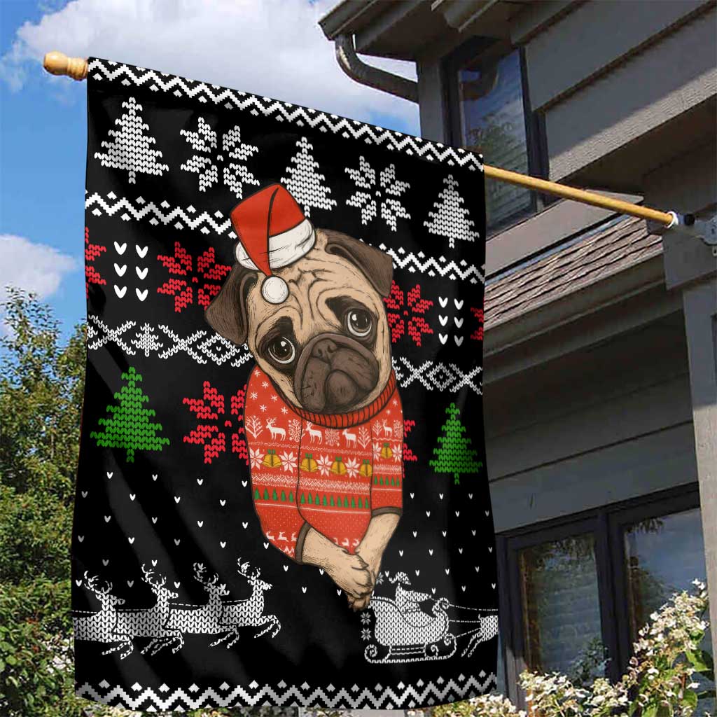 Lovely Pug Dog Christmas Garden Flag Xmas Holiday Patterns - Wonder Print Shop