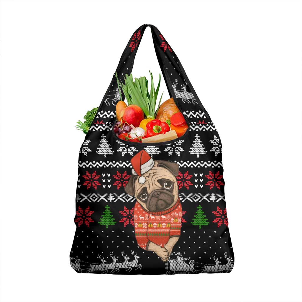 Lovely Pug Dog Christmas Grocery Bag Xmas Holiday Patterns - Wonder Print Shop