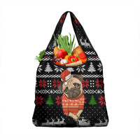 Lovely Pug Dog Christmas Grocery Bag Xmas Holiday Patterns - Wonder Print Shop