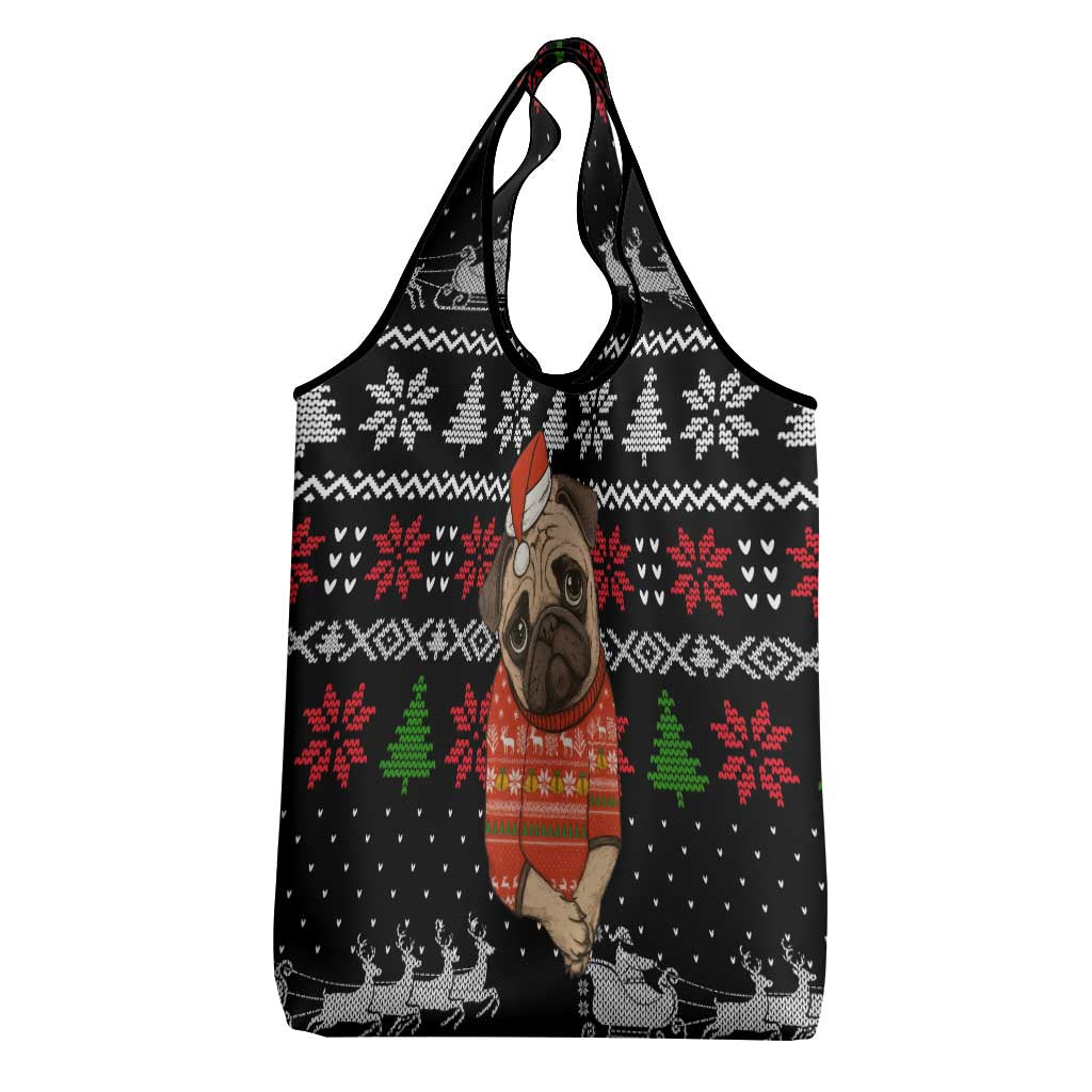 Lovely Pug Dog Christmas Grocery Bag Xmas Holiday Patterns - Wonder Print Shop
