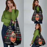 Lovely Pug Dog Christmas Grocery Bag Xmas Holiday Patterns - Wonder Print Shop