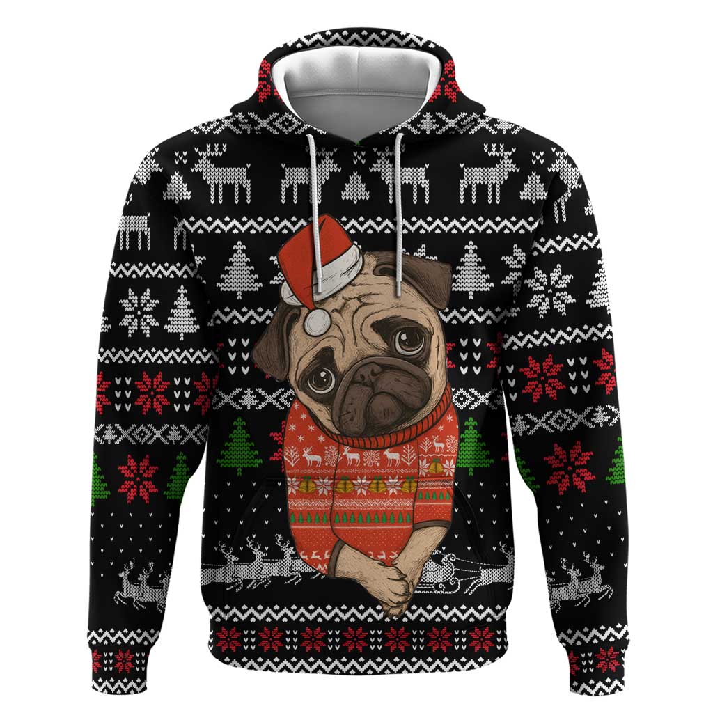 Lovely Pug Dog Christmas Hoodie Xmas Holiday Patterns - Wonder Print Shop