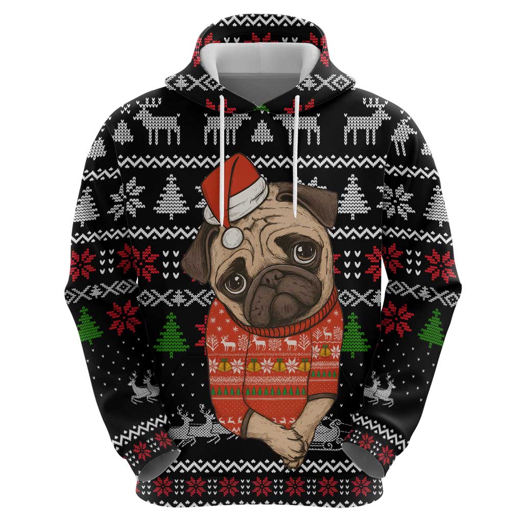 Lovely Pug Dog Christmas Hoodie Xmas Holiday Patterns - Wonder Print Shop