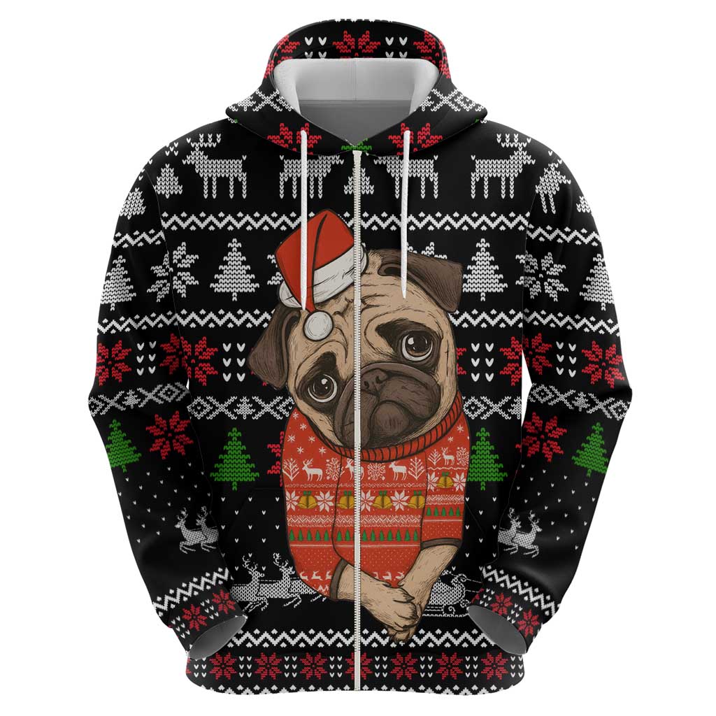Lovely Pug Dog Christmas Hoodie Xmas Holiday Patterns - Wonder Print Shop
