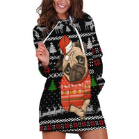 Lovely Pug Dog Christmas Hoodie Dress Xmas Holiday Patterns - Wonder Print Shop