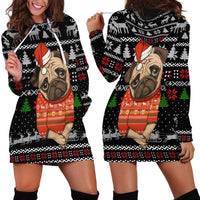 Lovely Pug Dog Christmas Hoodie Dress Xmas Holiday Patterns - Wonder Print Shop