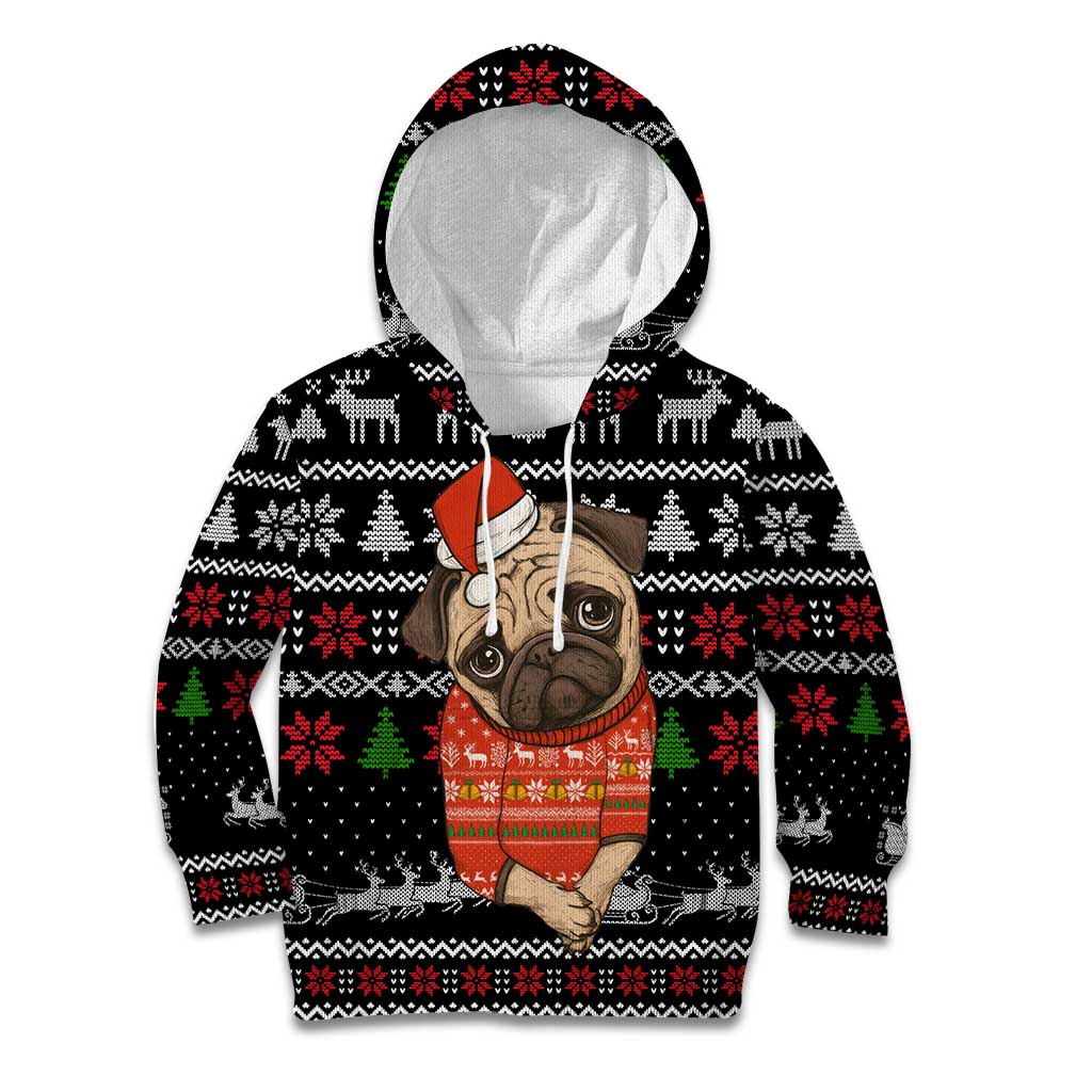 Lovely Pug Dog Christmas Kid Hoodie Xmas Holiday Patterns - Wonder Print Shop