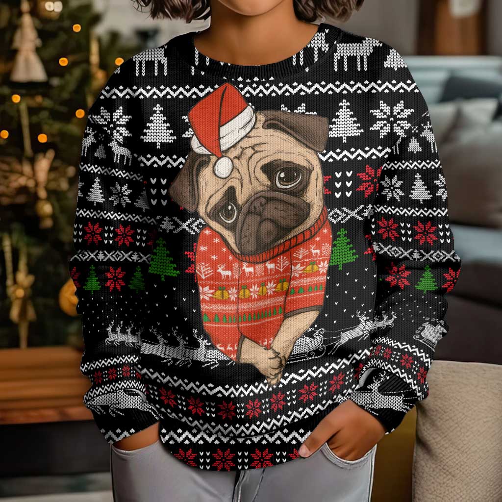 Lovely Pug Dog Christmas Kid Ugly Christmas Sweater Xmas Holiday Patterns - Wonder Print Shop