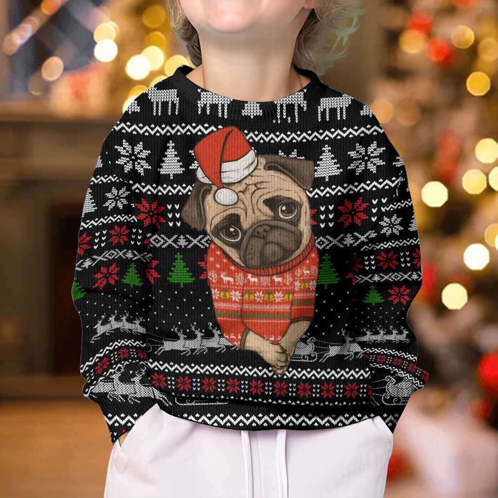 Lovely Pug Dog Christmas Kid Ugly Christmas Sweater Xmas Holiday Patterns - Wonder Print Shop