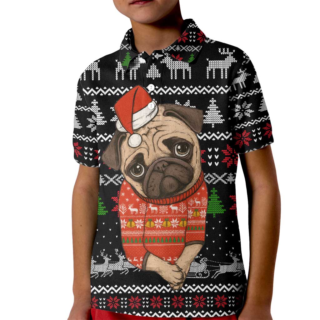 Lovely Pug Dog Christmas Kid Polo Shirt Xmas Holiday Patterns - Wonder Print Shop