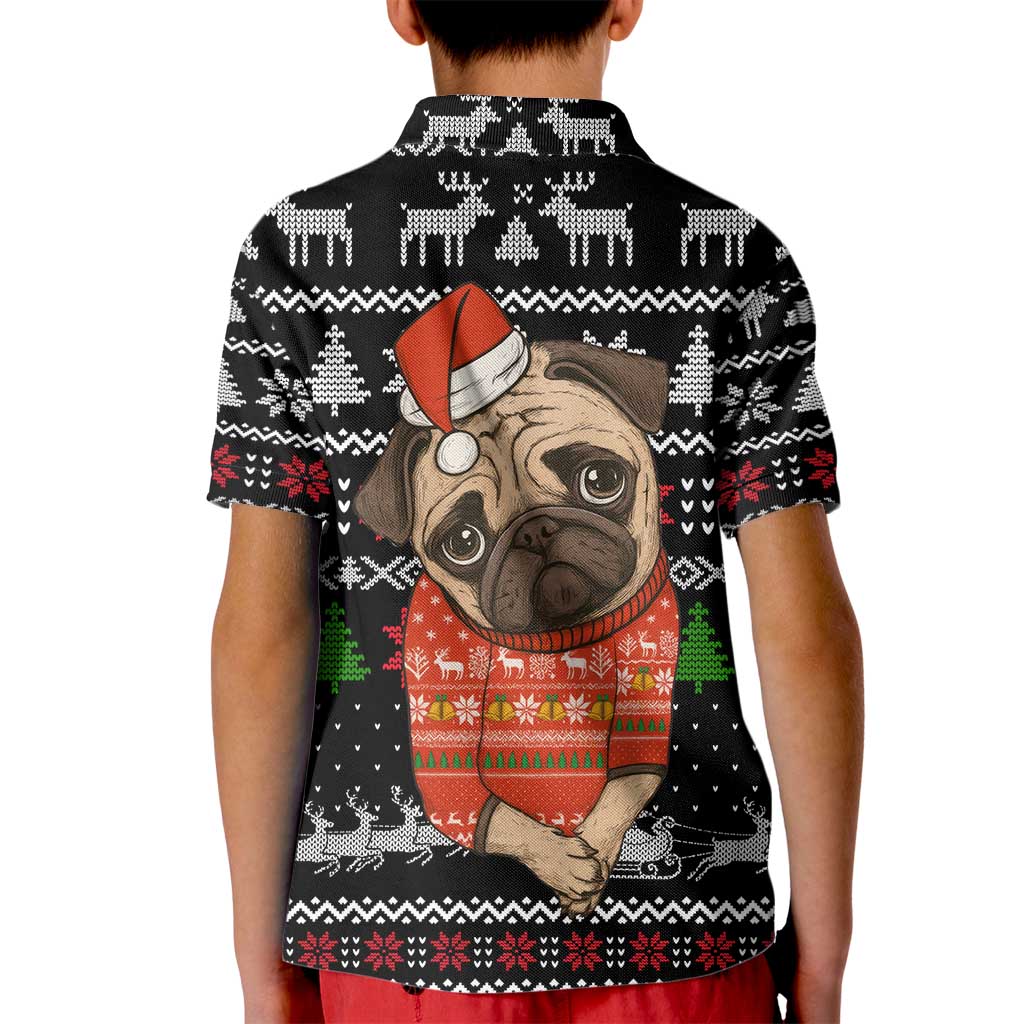 Lovely Pug Dog Christmas Kid Polo Shirt Xmas Holiday Patterns - Wonder Print Shop