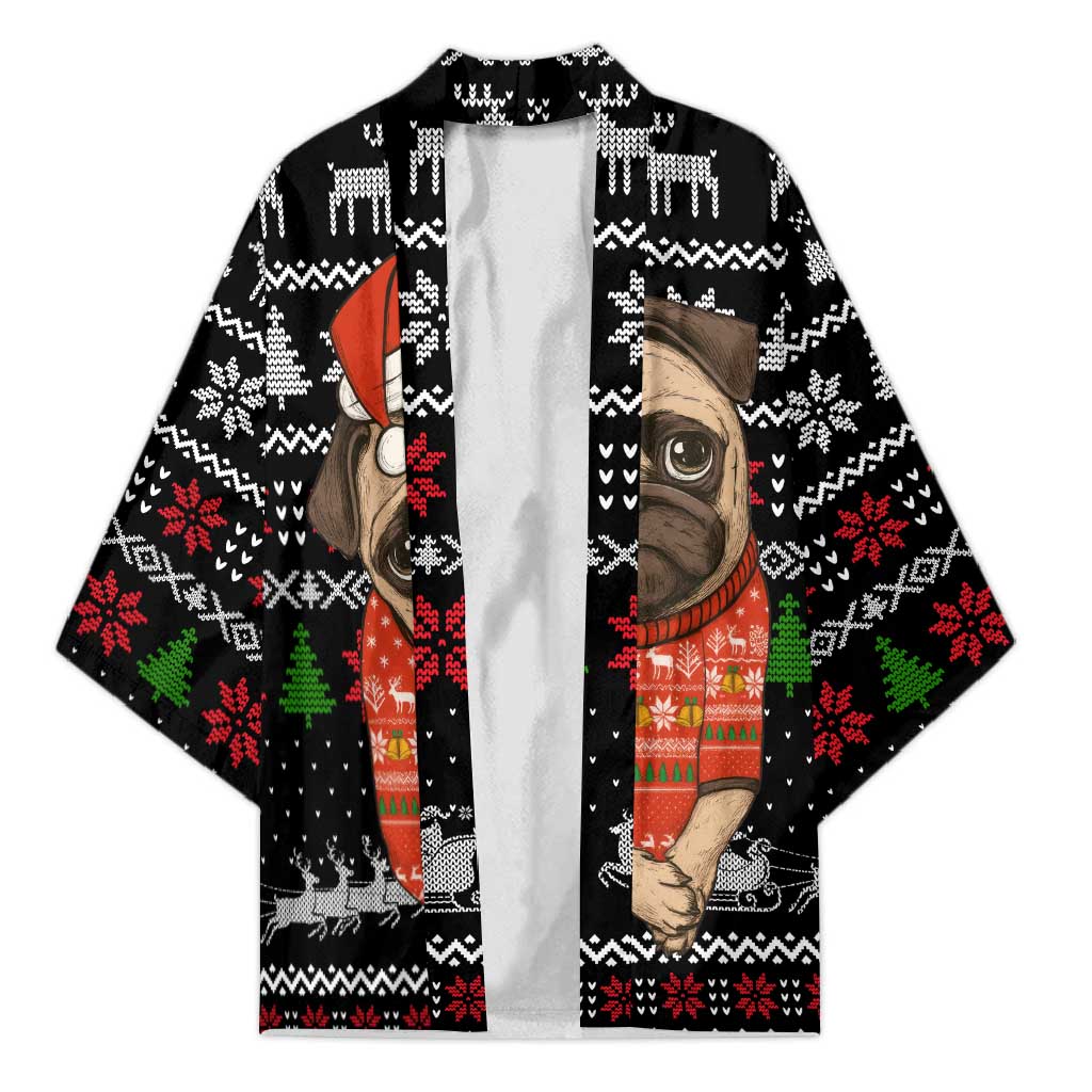 Lovely Pug Dog Christmas Kimono Xmas Holiday Patterns - Wonder Print Shop