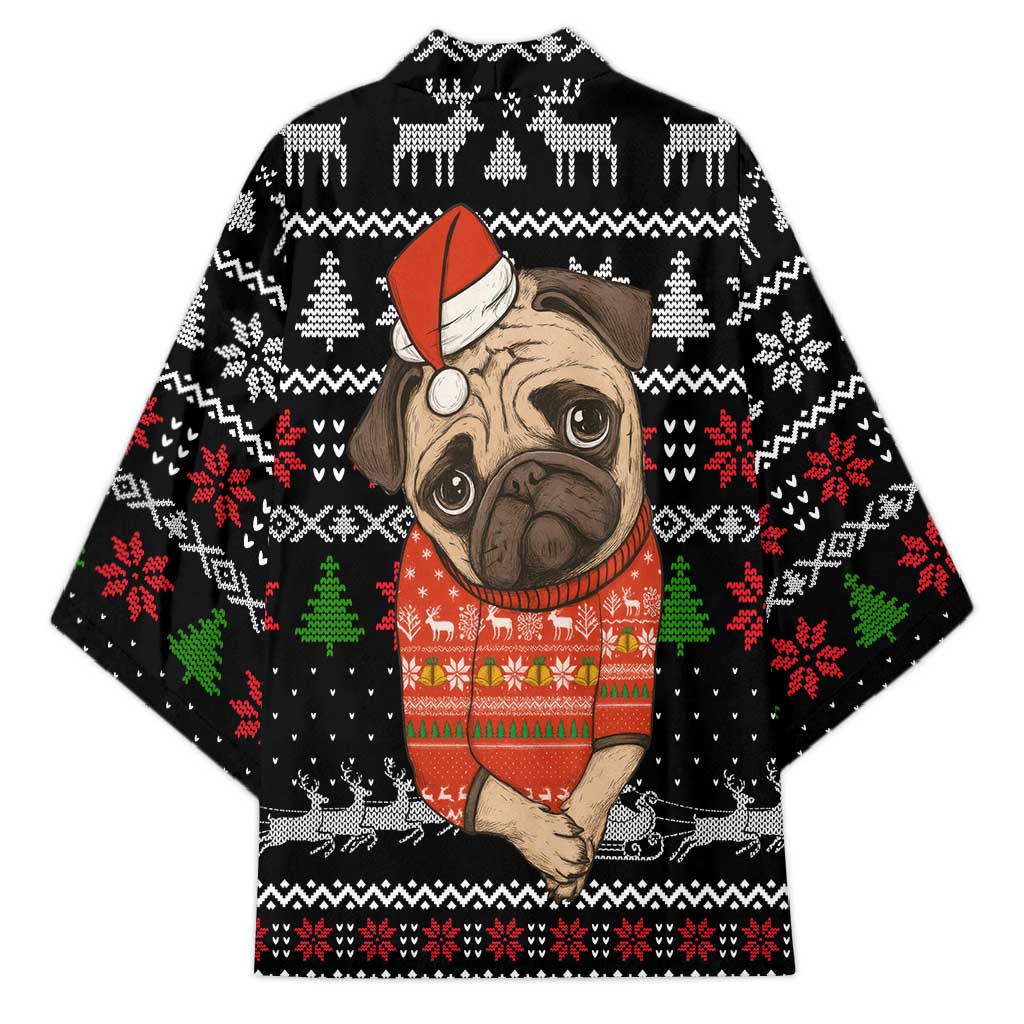 Lovely Pug Dog Christmas Kimono Xmas Holiday Patterns - Wonder Print Shop