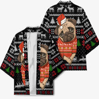 Lovely Pug Dog Christmas Kimono Xmas Holiday Patterns - Wonder Print Shop