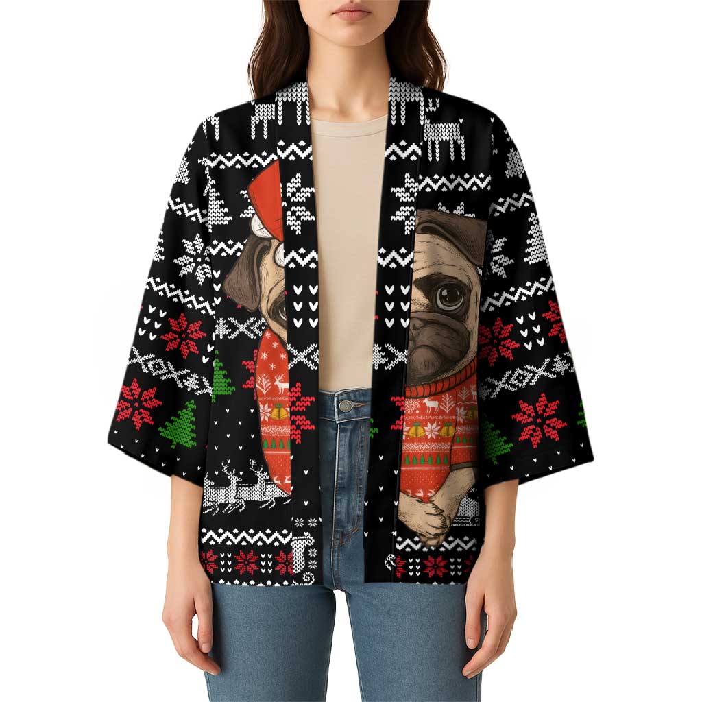 Lovely Pug Dog Christmas Kimono Xmas Holiday Patterns - Wonder Print Shop