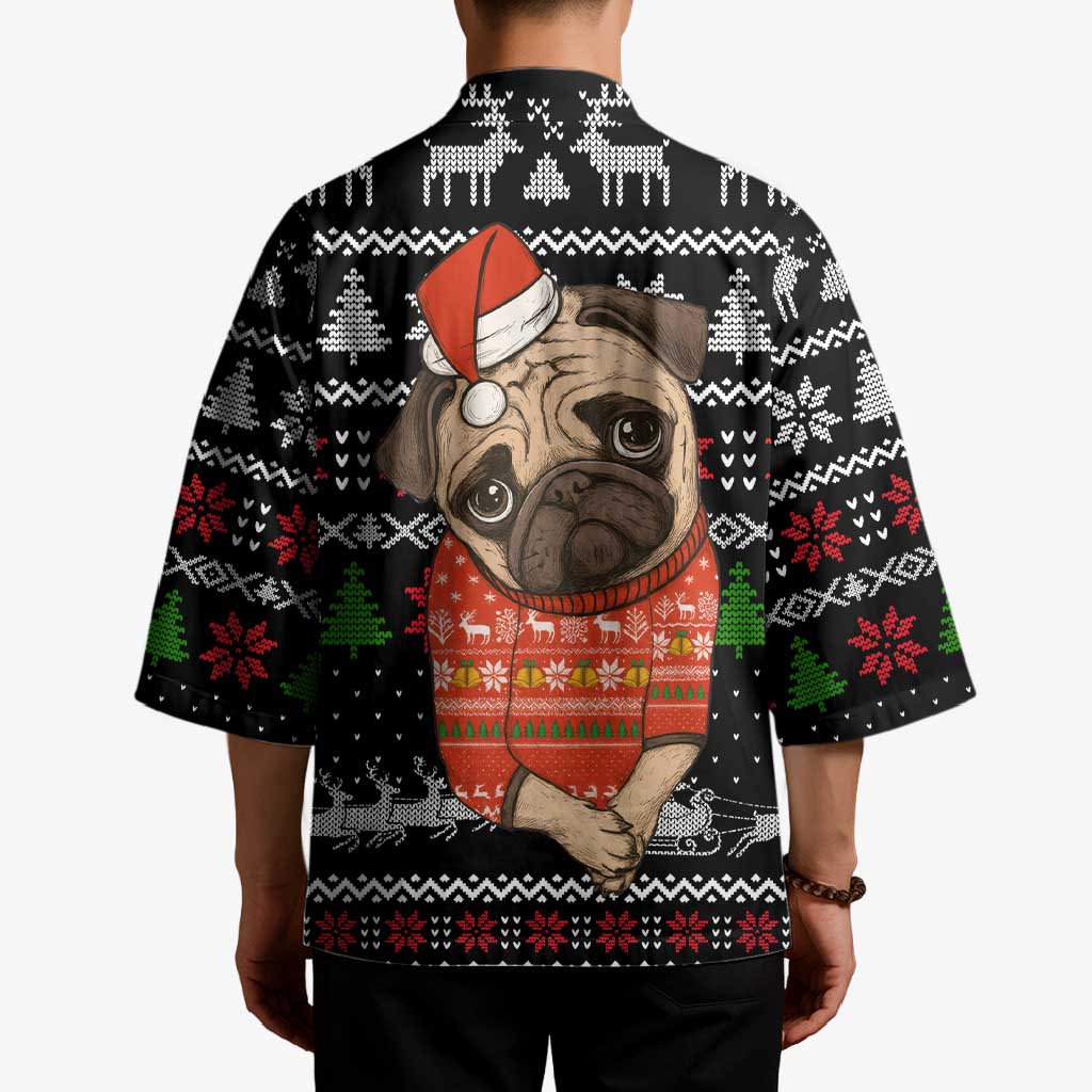 Lovely Pug Dog Christmas Kimono Xmas Holiday Patterns - Wonder Print Shop