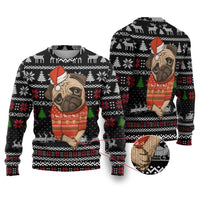 Lovely Pug Dog Christmas Ugly Christmas Sweater Xmas Holiday Patterns - Wonder Print Shop