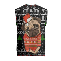 Lovely Pug Dog Christmas Knitted V-Neck Vest Xmas Holiday Patterns - Wonder Print Shop