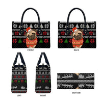 Lovely Pug Dog Christmas Leather Bag Xmas Holiday Patterns - Wonder Print Shop