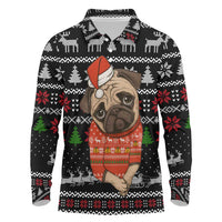 Lovely Pug Dog Christmas Long Sleeve Polo Shirt Xmas Holiday Patterns - Wonder Print Shop