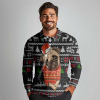 Lovely Pug Dog Christmas Long Sleeve Polo Shirt Xmas Holiday Patterns - Wonder Print Shop