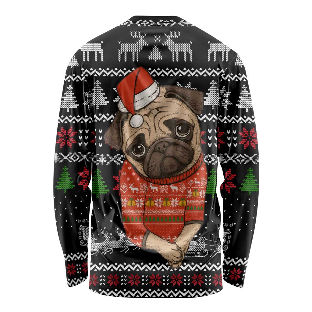 Lovely Pug Dog Christmas Long Sleeve Shirt Xmas Holiday Patterns - Wonder Print Shop