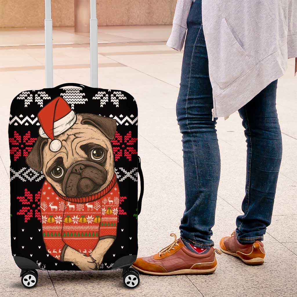 Lovely Pug Dog Christmas Luggage Cover Xmas Holiday Patterns - Wonder Print Shop