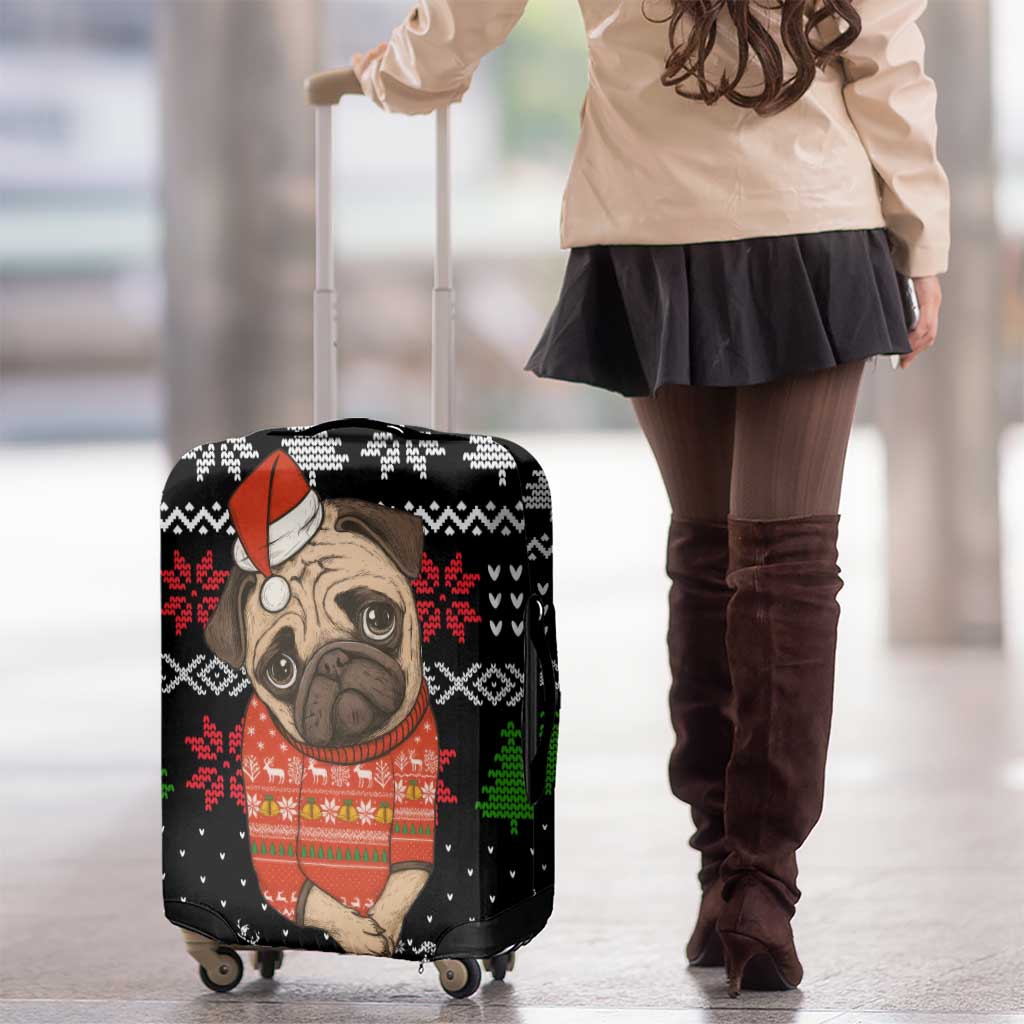 Lovely Pug Dog Christmas Luggage Cover Xmas Holiday Patterns - Wonder Print Shop