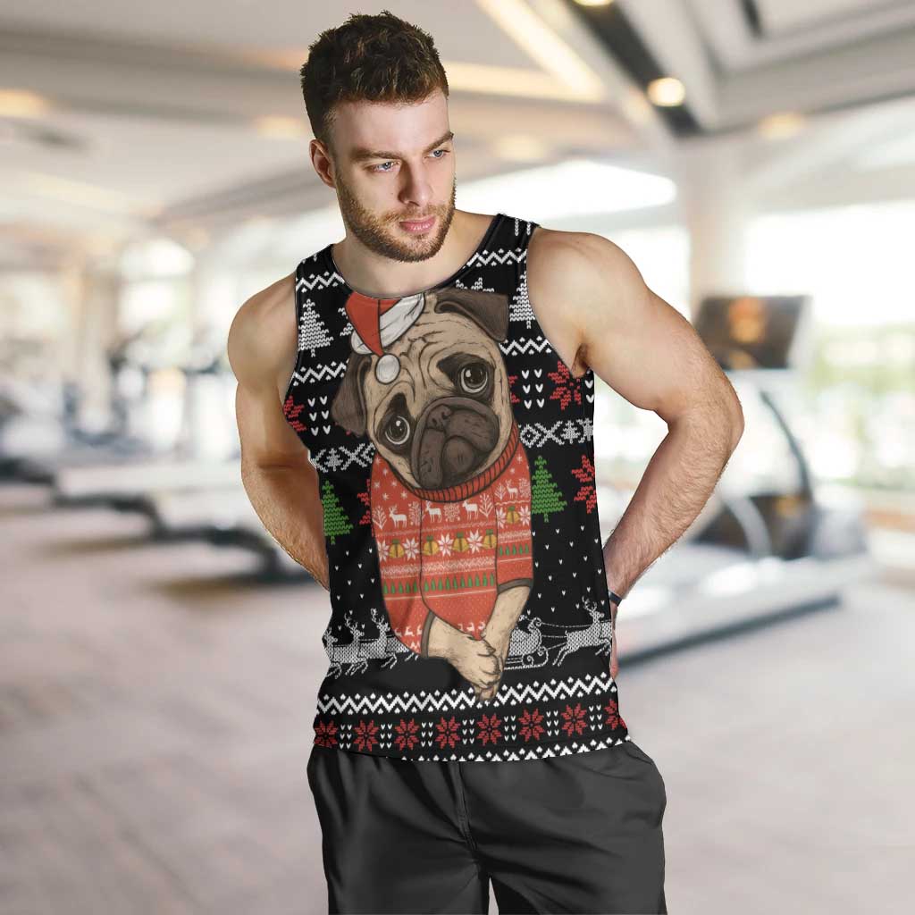 Lovely Pug Dog Christmas Men Tank Top Xmas Holiday Patterns - Wonder Print Shop