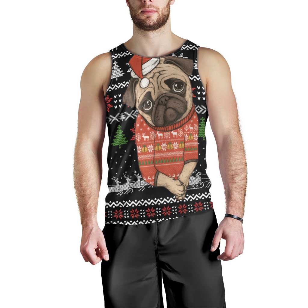 Lovely Pug Dog Christmas Men Tank Top Xmas Holiday Patterns - Wonder Print Shop