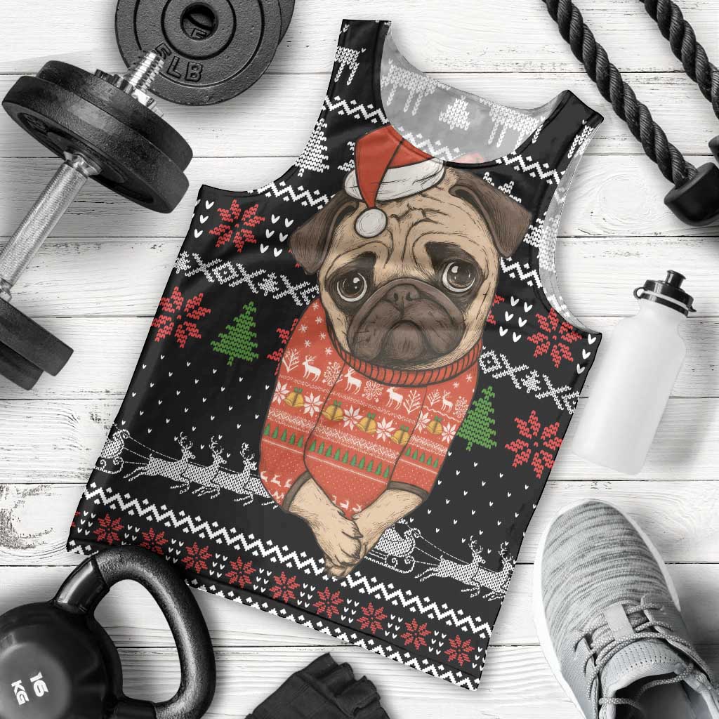 Lovely Pug Dog Christmas Men Tank Top Xmas Holiday Patterns - Wonder Print Shop