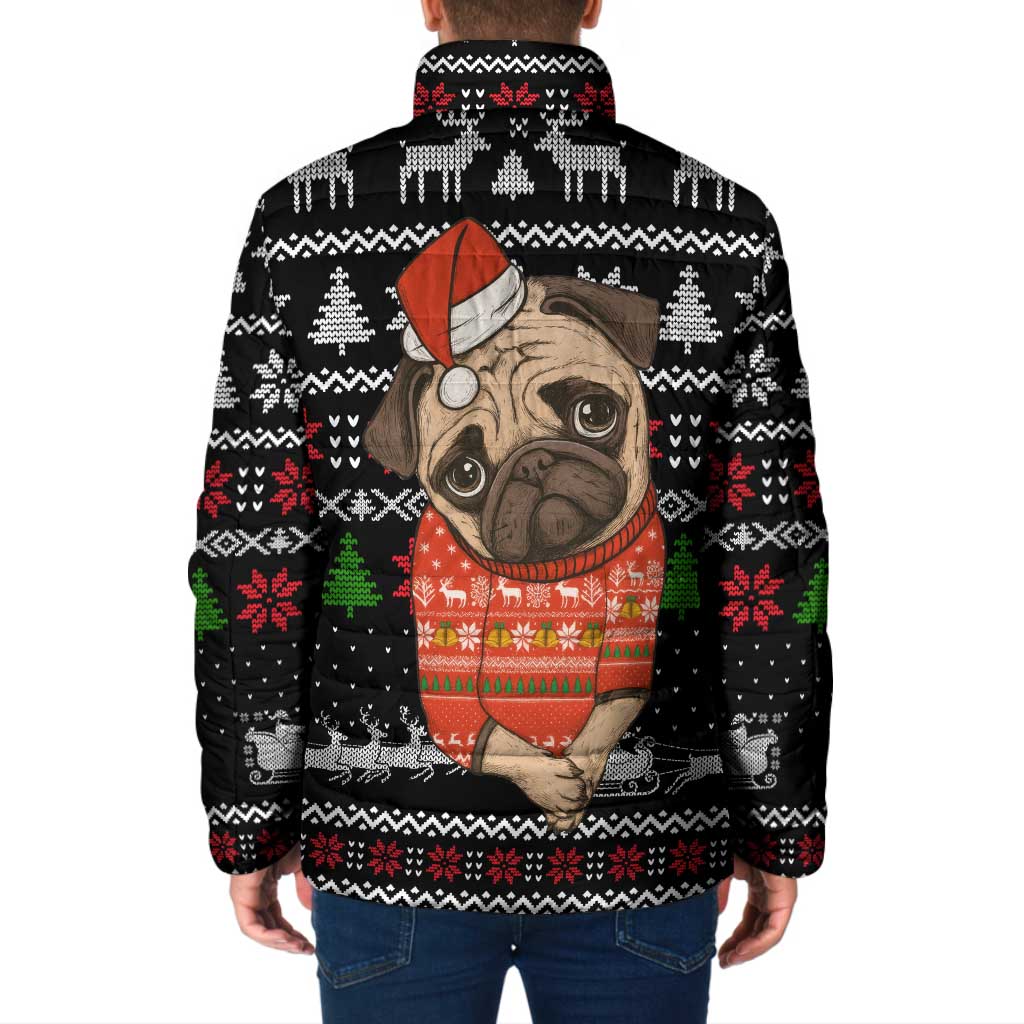Lovely Pug Dog Christmas Padded Jacket Xmas Holiday Patterns - Wonder Print Shop