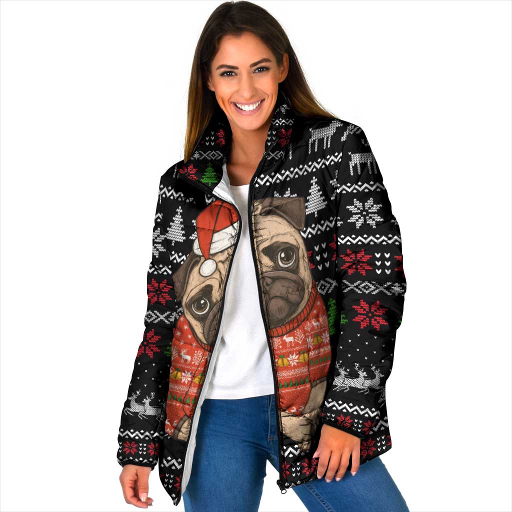 Lovely Pug Dog Christmas Padded Jacket Xmas Holiday Patterns - Wonder Print Shop
