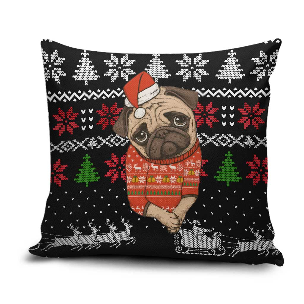 Lovely Pug Dog Christmas Pillow Cover Xmas Holiday Patterns - Wonder Print Shop