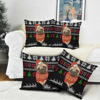 Lovely Pug Dog Christmas Pillow Cover Xmas Holiday Patterns - Wonder Print Shop