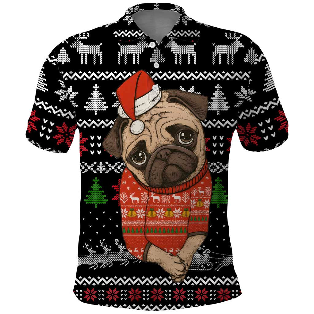 Lovely Pug Dog Christmas Polo Shirt Xmas Holiday Patterns - Wonder Print Shop