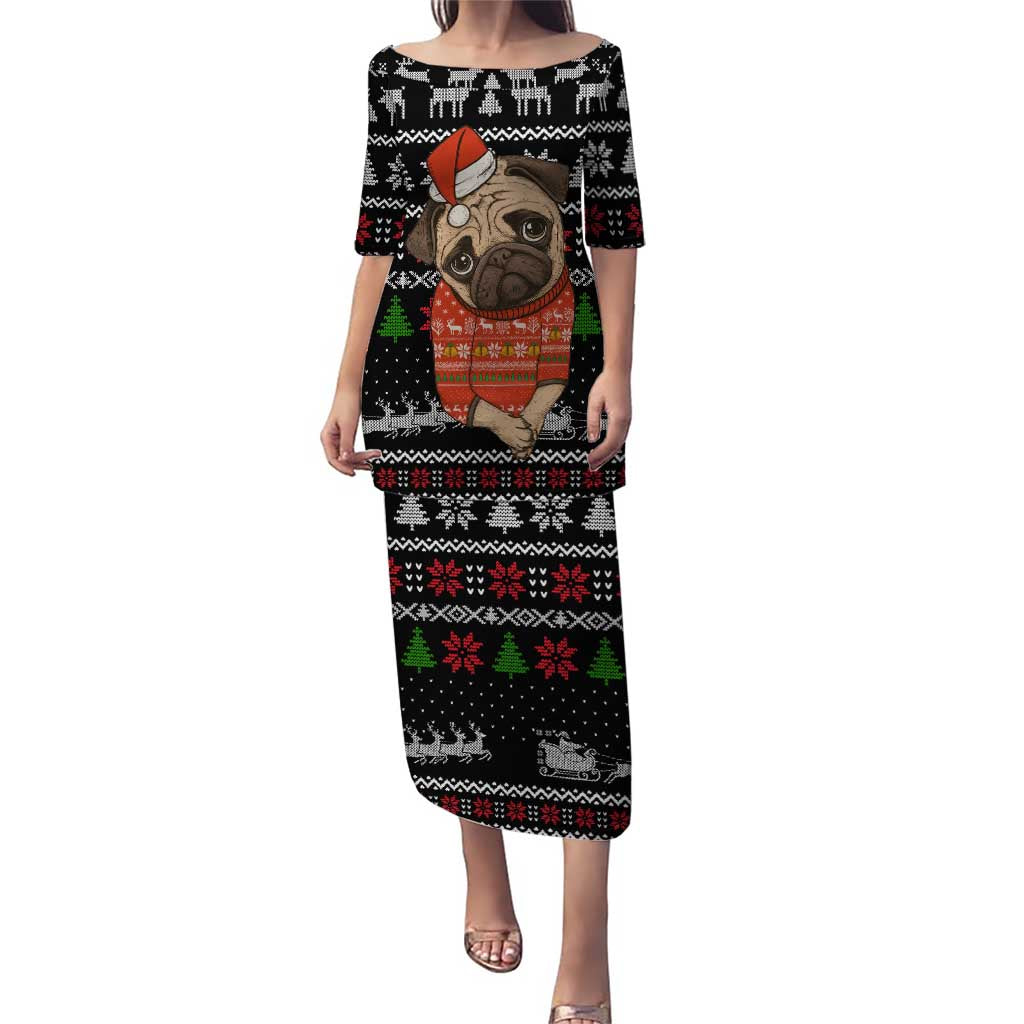 Lovely Pug Dog Christmas Puletasi Xmas Holiday Patterns - Wonder Print Shop