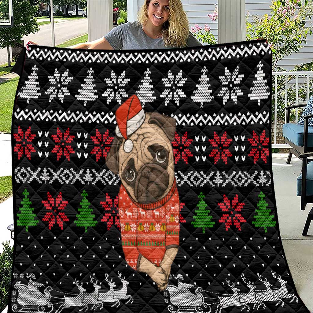 Lovely Pug Dog Christmas Quilt Xmas Holiday Patterns - Wonder Print Shop